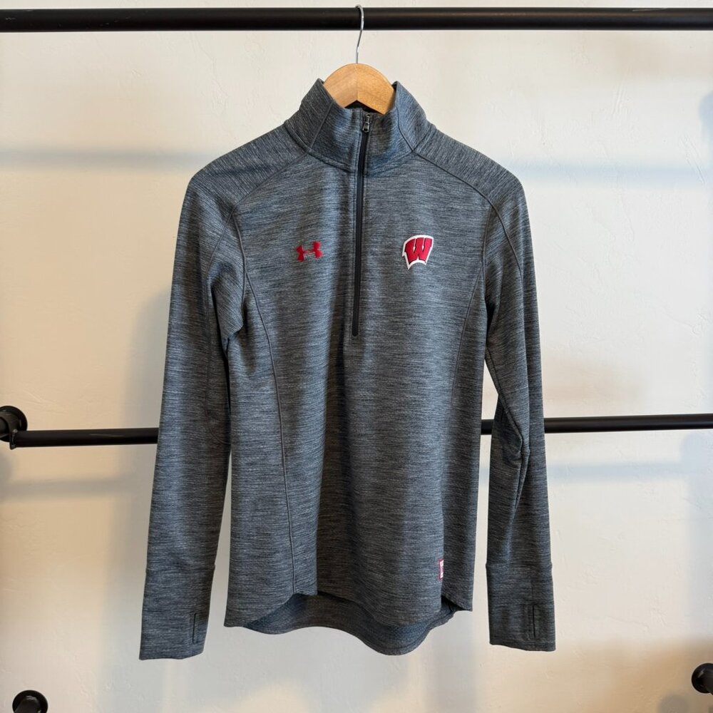 Under Armour Loose Heat Gear Gray Wisconsin Badger Quarter Zip Top S